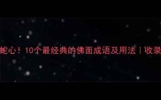 佛面蛇心10个最经典的佛面成语及用法收录必看
