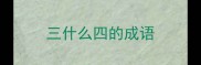 三什么四的成语