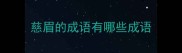 慈眉的成语有哪些成语