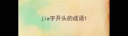 jia字开头的成语