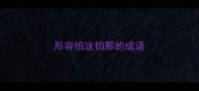 形容怕这怕那的成语