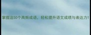 掌握这50个高频成语轻松提升语文成绩与表达力