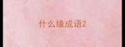 什么缘成语