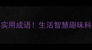 10个藏在人行道里的实用成语生活智慧趣味科普秒变社交达人必备