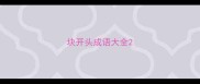 块开头成语大全
