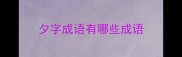 夕字成语有哪些成语