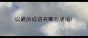以通的成语有哪些成语