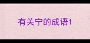有关宁的成语