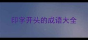 印字开头的成语大全
