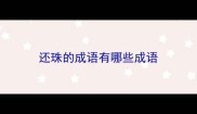 还珠的成语有哪些成语