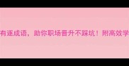 10个有逐成语助你职场晋升不踩坑附高效学习法