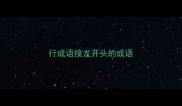 行成语接龙开头的成语