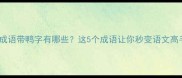 四字成语带鸭字有哪些这5个成语让你秒变语文高手