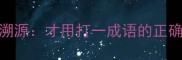 成语溯源才用打一成语的正确答案