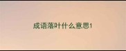成语落叶什么意思