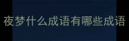 夜梦什么成语有哪些成语