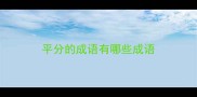 平分的成语有哪些成语