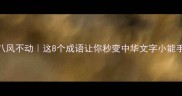 八风不动这8个成语让你秒变中华文字小能手