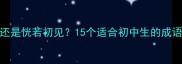 恍如隔世还是恍若初见15个适合初中生的成语及其用法