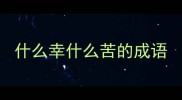 什么幸什么苦的成语
