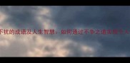 不争不抢不扰的成语及人生智慧如何通过不争之道实现个人修养提升