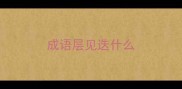 成语层见迭什么