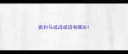 鹿和马成语成语有哪些