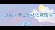 冷门成语大这些未消亡的成语竟藏着千年智慧