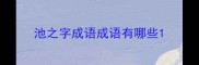 池之字成语成语有哪些