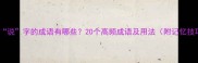 包含说字的成语有哪些20个高频成语及用法附记忆技巧
