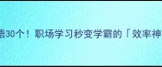 高效成语30个职场学习秒变学霸的效率神器