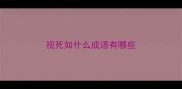 视死如什么成语有哪些