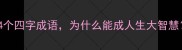 这4个四字成语为什么能成人生大智慧