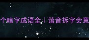 暗藏玄机30个暗字成语全谐音拆字会意双关技巧大公开