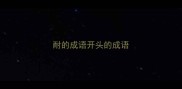 耐的成语开头的成语