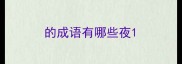 的成语有哪些夜