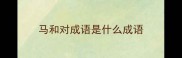 马和对成语是什么成语
