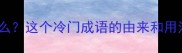 一个是一个非是什么这个冷门成语的由来和用法附趣味小测试