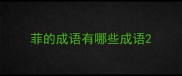 菲的成语有哪些成语
