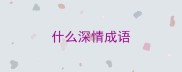 什么深情成语