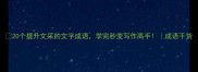 20个提升文采的文字成语学完秒变写作高手成语干货
