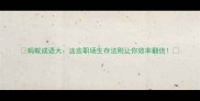 蚂蚁成语大这些职场生存法则让你效率翻倍