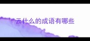 云什么的成语有哪些