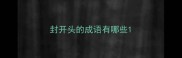 封开头的成语有哪些