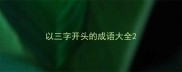 以三字开头的成语大全