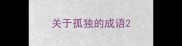 关于孤独的成语