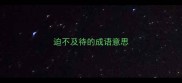 迫不及待的成语意思