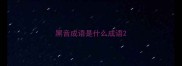 黑音成语是什么成语