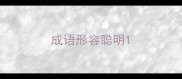 成语形容聪明