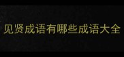 见贤成语有哪些成语大全